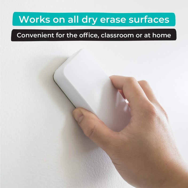 WallDeca Dry Erase Eraser, Felt Bottom Surface Whiteboard Eraser, Magnetic, Works on All Dry Erase Surfaces, Glass Board and Whiteboard (White) - Image 1